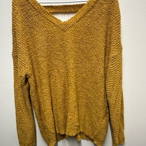 Forever 21 Mustard V-Neck Sweater